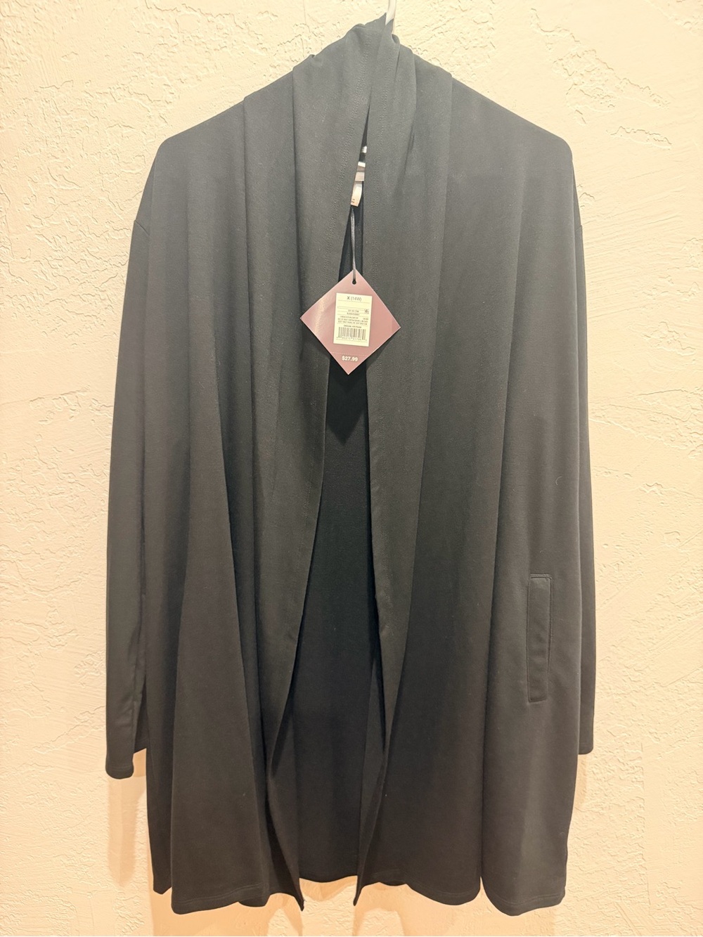 Ava & Viv Black Open-Front Draped Cardigan